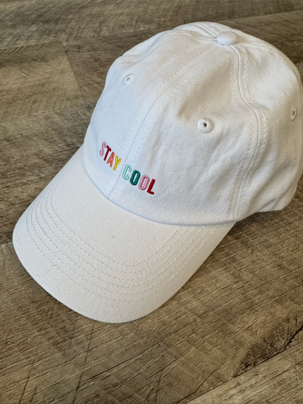 White  'Museum of Ice Cream' STAY COOL baseball cap, stitched phrase